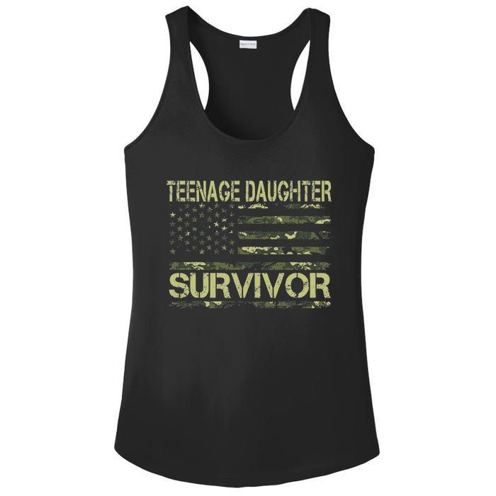 Funny Nage Daughter Survivor Usa Flag Military Ladies PosiCharge Competitor Racerback Tank