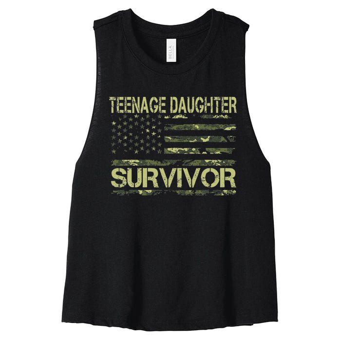 Funny Nage Daughter Survivor Usa Flag Military Women's Racerback Cropped Tank