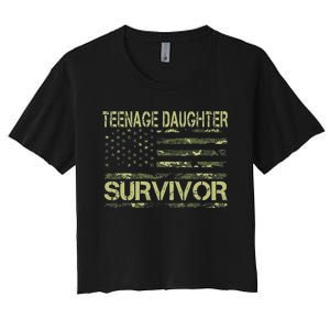 Funny Nage Daughter Survivor Usa Flag Military Women's Crop Top Tee