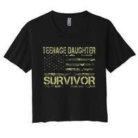 Funny Nage Daughter Survivor Usa Flag Military Women's Crop Top Tee