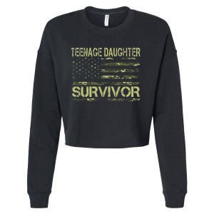 Funny Nage Daughter Survivor Usa Flag Military Cropped Pullover Crew