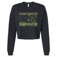 Funny Nage Daughter Survivor Usa Flag Military Cropped Pullover Crew