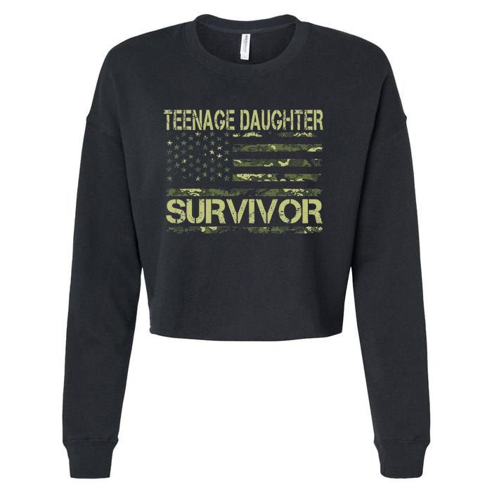 Funny Nage Daughter Survivor Usa Flag Military Cropped Pullover Crew