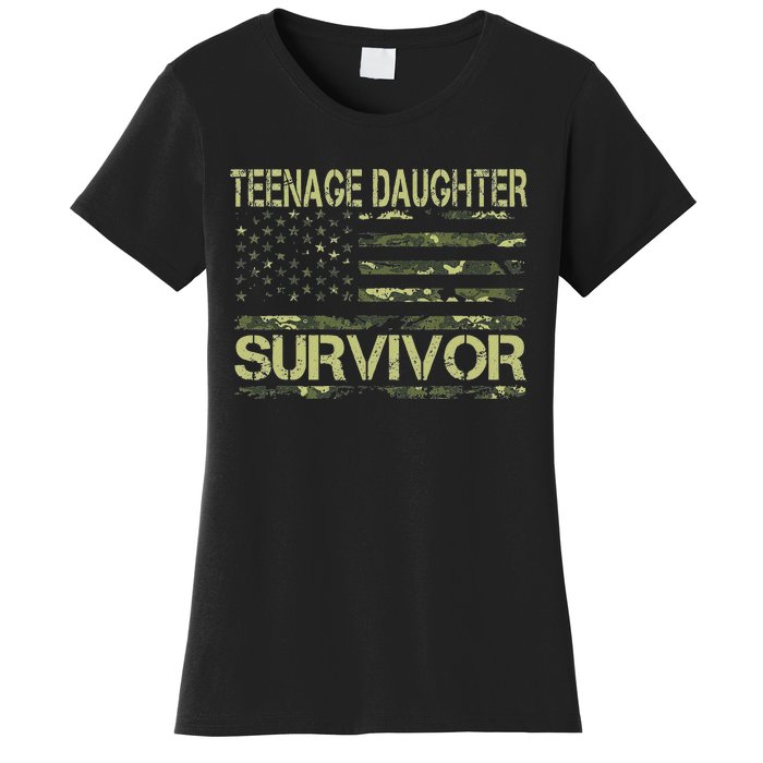 Funny Nage Daughter Survivor Usa Flag Military Women's T-Shirt