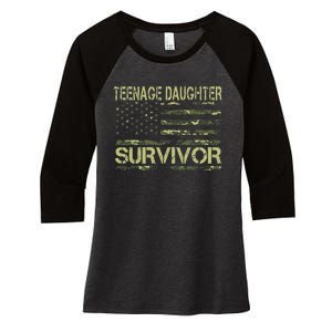 Funny Nage Daughter Survivor Usa Flag Military Women's Tri-Blend 3/4-Sleeve Raglan Shirt