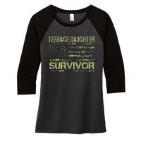 Funny Nage Daughter Survivor Usa Flag Military Women's Tri-Blend 3/4-Sleeve Raglan Shirt