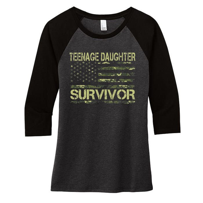 Funny Nage Daughter Survivor Usa Flag Military Women's Tri-Blend 3/4-Sleeve Raglan Shirt