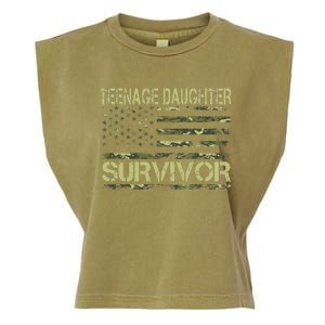 Funny Nage Daughter Survivor Usa Flag Military Garment-Dyed Women's Muscle Tee