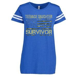 Funny Nage Daughter Survivor Usa Flag Military Enza Ladies Jersey Football T-Shirt