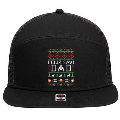 Feliz Navi Dad Ugly Christmas 7 Panel Mesh Trucker Snapback Hat