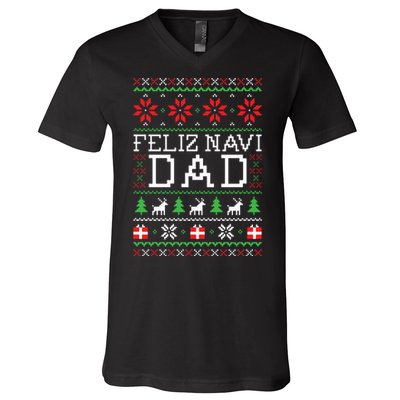 Feliz Navi Dad Ugly Christmas V-Neck T-Shirt