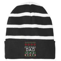 Feliz Navi Dad Ugly Christmas Striped Beanie with Solid Band