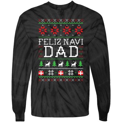 Feliz Navi Dad Ugly Christmas Tie-Dye Long Sleeve Shirt