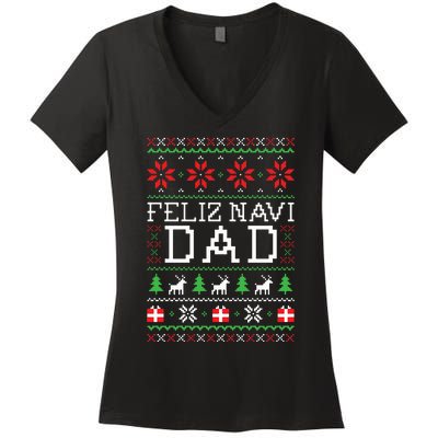 Feliz Navi Dad Ugly Christmas Women's V-Neck T-Shirt