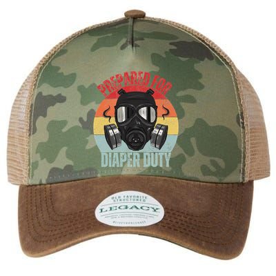 Funny New Dad Prepared For Diaper Duty Daddy Diaper Duty Legacy Tie Dye Trucker Hat