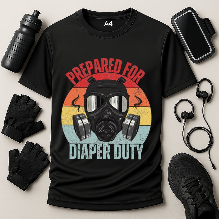 Funny New Dad Prepared For Diaper Duty Daddy Diaper Duty Cooling Performance Crew T-Shirt