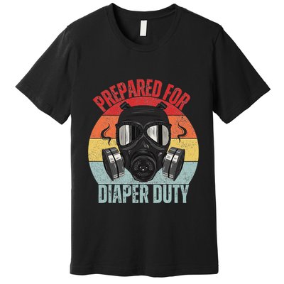 Funny New Dad Prepared For Diaper Duty Daddy Diaper Duty Premium T-Shirt