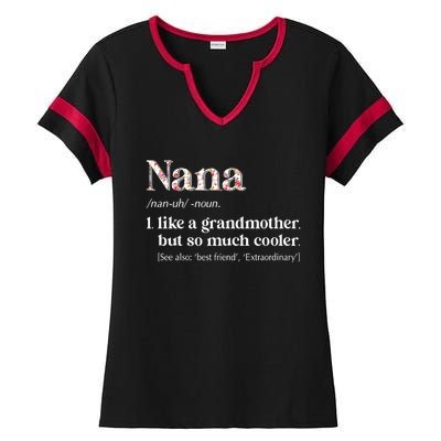 Flower Nana Definition Funny Grandma Gift Ladies Halftime Notch Neck Tee