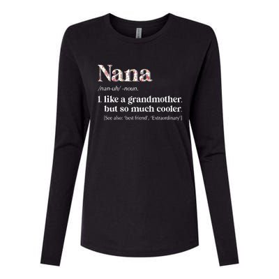 Flower Nana Definition Funny Grandma Gift Womens Cotton Relaxed Long Sleeve T-Shirt