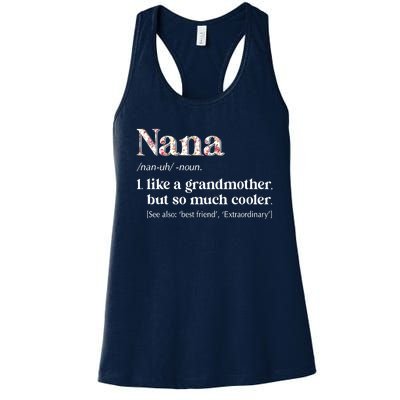 Flower Nana Definition Funny Grandma Gift Women's Racerback Tank