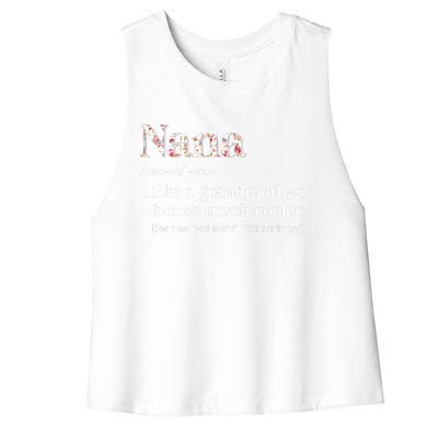 Flower Nana Definition Funny Grandma Gift Women's Racerback Cropped Tank