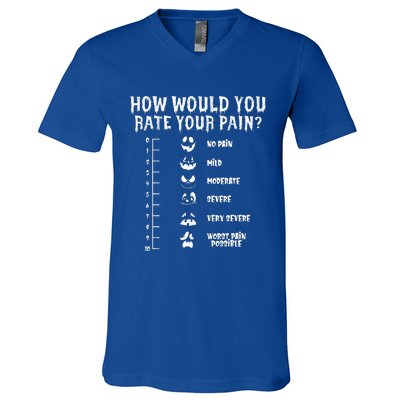 Funny Nurse Doctor Halloween How Would You Rate Your Pain V-Neck T-Shirt