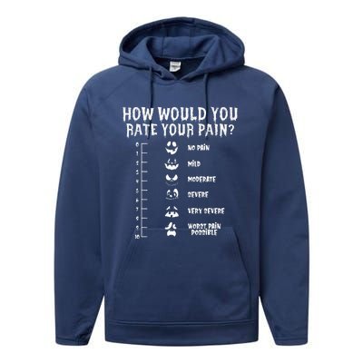 Funny Nurse Doctor Halloween How Would You Rate Your Pain Performance Fleece Hoodie