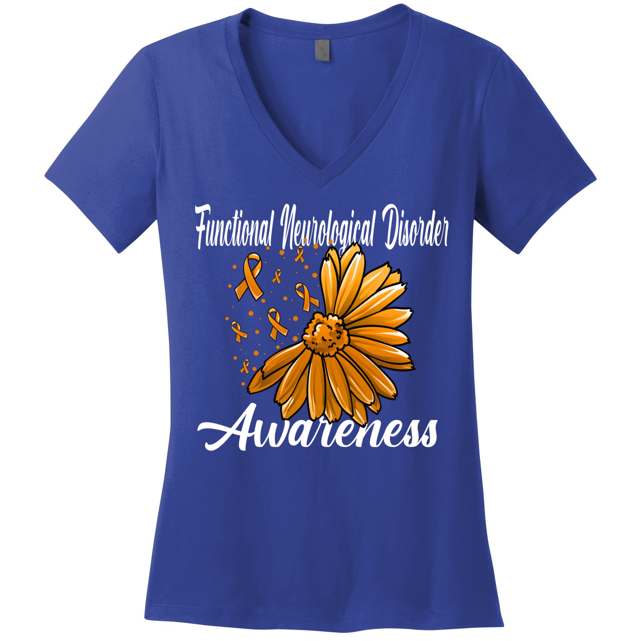 Functional Neurological Disorder Awareness Fnd Related Orang Gift Women's V-Neck T-Shirt