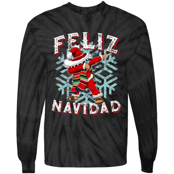 Feliz Navidad Dabbing Christmas Sombrero Tie-Dye Long Sleeve Shirt