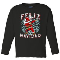 Feliz Navidad Dabbing Christmas Sombrero Toddler Long Sleeve Shirt