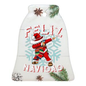 Feliz Navidad Dabbing Christmas Sombrero Ceramic Bell Ornament