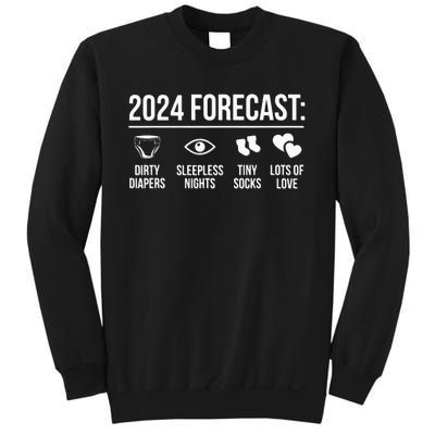 Funny New Dad Mom 2024 Baby Arrival Forecast Exepting Sweatshirt