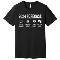 Funny New Dad Mom 2024 Baby Arrival Forecast Exepting Premium T-Shirt