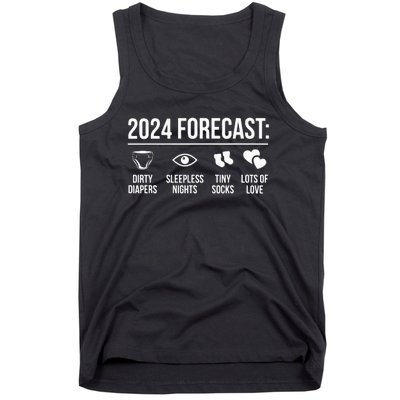 Funny New Dad Mom 2024 Baby Arrival Forecast Exepting Tank Top