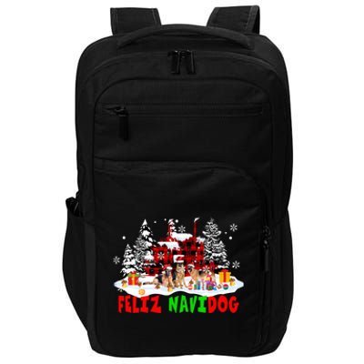 Feliz Navidad Dog Xmas Truck Three Santa Ger Shepherds Gift Impact Tech Backpack