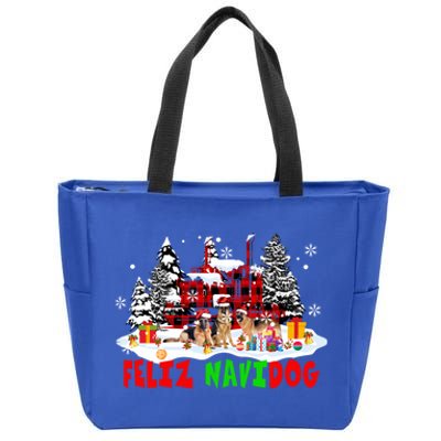 Feliz Navidad Dog Xmas Truck Three Santa Ger Shepherds Gift Zip Tote Bag