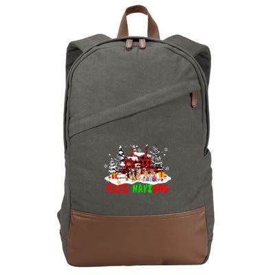 Feliz Navidad Dog Xmas Truck Three Santa Ger Shepherds Gift Cotton Canvas Backpack