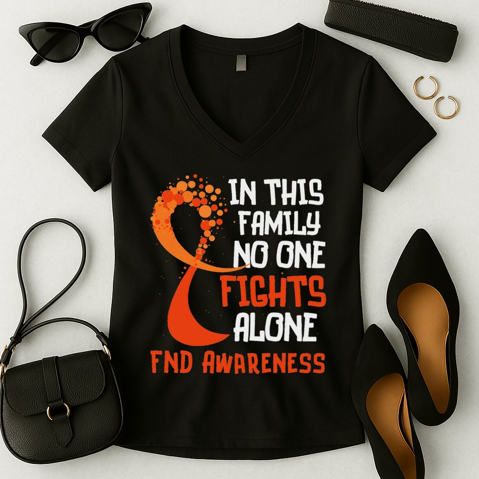 Functional Neurological Disorder Awareness Fnd Ribbon Family Women's V-Neck T-Shirt
