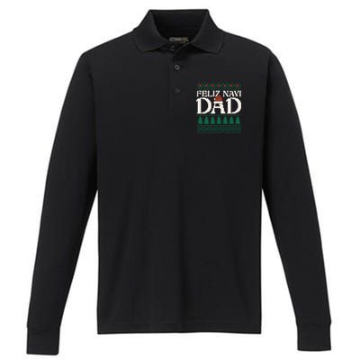 Feliz Navi Dad Spanish Father Ugly Christmas Style Gift Performance Long Sleeve Polo