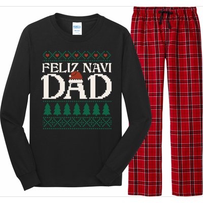 Feliz Navi Dad Spanish Father Ugly Christmas Style Gift Long Sleeve Pajama Set