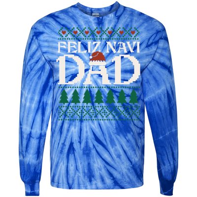 Feliz Navi Dad Spanish Father Ugly Christmas Style Gift Tie-Dye Long Sleeve Shirt