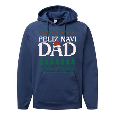 Feliz Navi Dad Spanish Father Ugly Christmas Style Gift Performance Fleece Hoodie