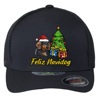 Feliz Navidog Dachshund Santa Hat Christmas Gift Flexfit Unipanel Trucker Cap