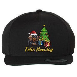 Feliz Navidog Dachshund Santa Hat Christmas Gift Wool Snapback Cap