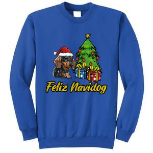 Feliz Navidog Dachshund Santa Hat Christmas Gift Tall Sweatshirt