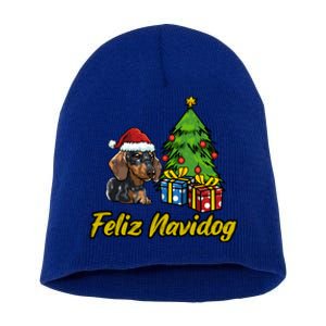 Feliz Navidog Dachshund Santa Hat Christmas Gift Short Acrylic Beanie