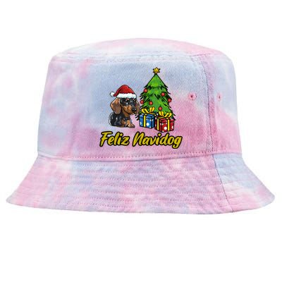 Feliz Navidog Dachshund Santa Hat Christmas Gift Tie-Dyed Bucket Hat