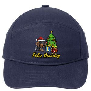 Feliz Navidog Dachshund Santa Hat Christmas Gift 7-Panel Snapback Hat