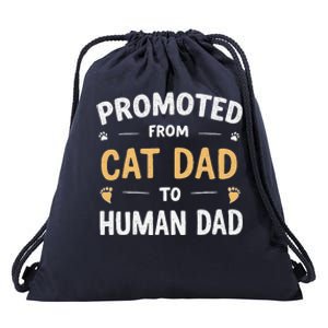 Funny New Daddy Cat Lover Promoted From Cat Dad To Human Dad Drawstring Bag