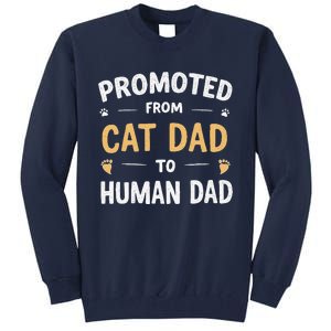 Funny New Daddy Cat Lover Promoted From Cat Dad To Human Dad Tall Sweatshirt